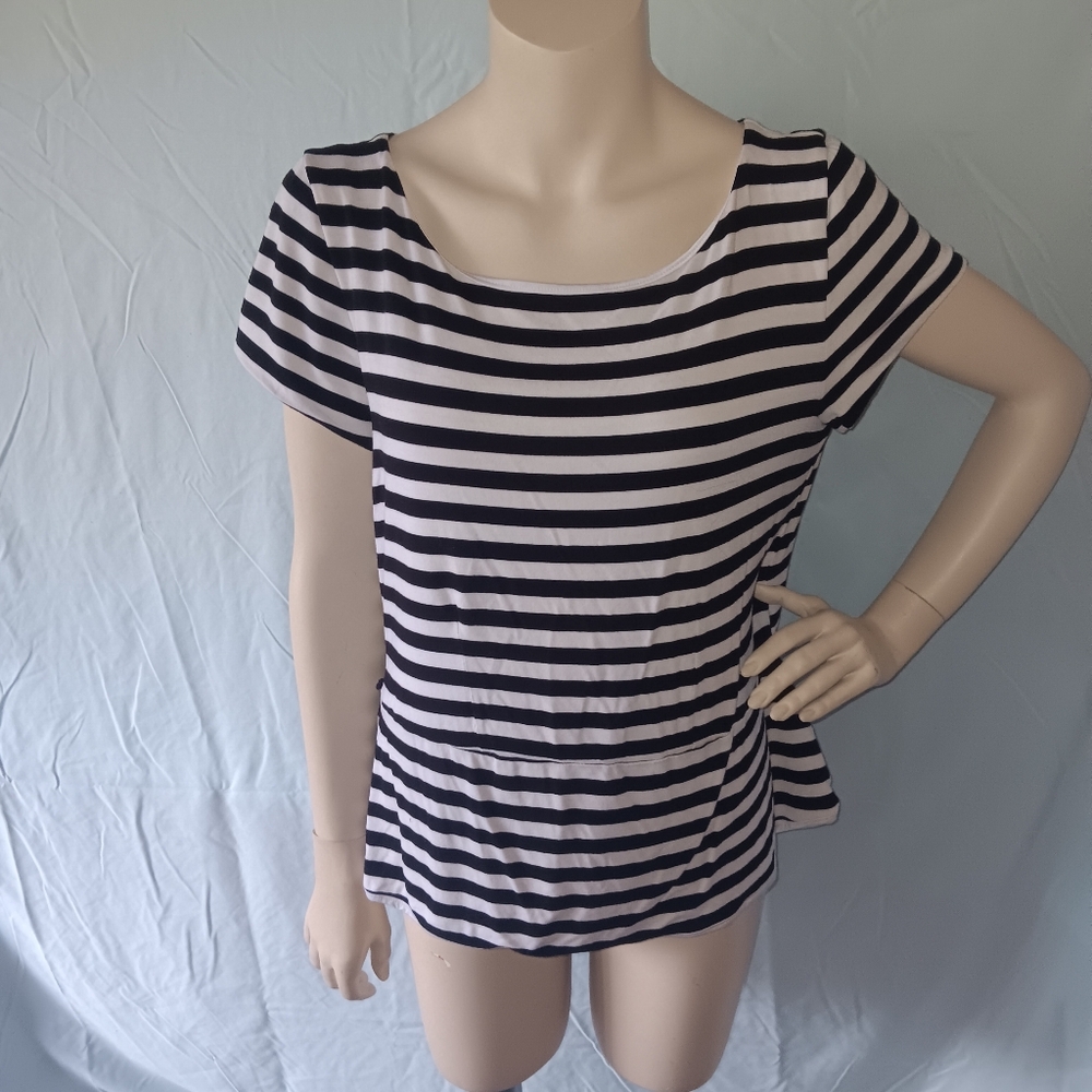 Black and White Striped Women's Top